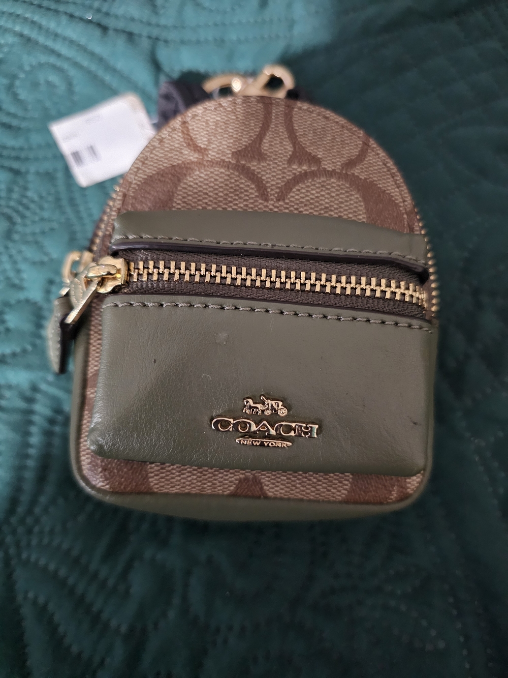 Coach Mini Backpack Coin Purse in Brown and Olive